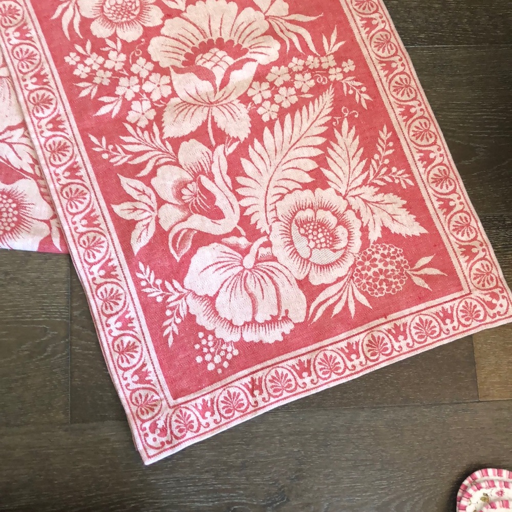 Williams Sonoma floral jacquard table runner